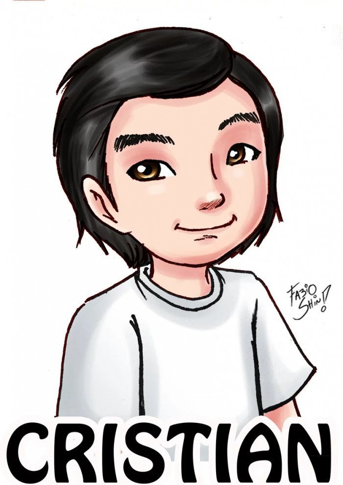 Caricatura em mangá colorida simples — Escola de Mangá Japan Sunset