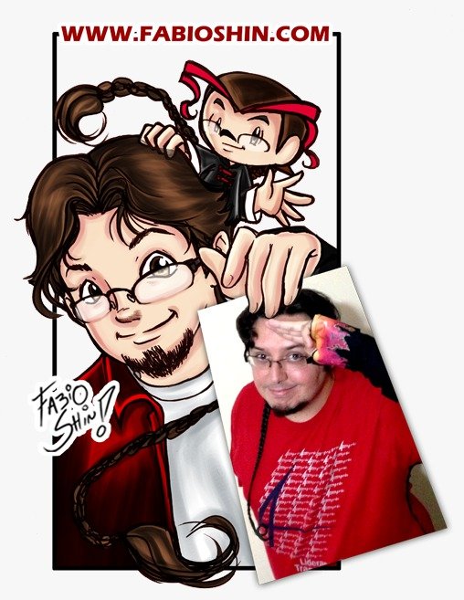 Caricatura mangá de Fabio Shin, fundador da Japan Sunset