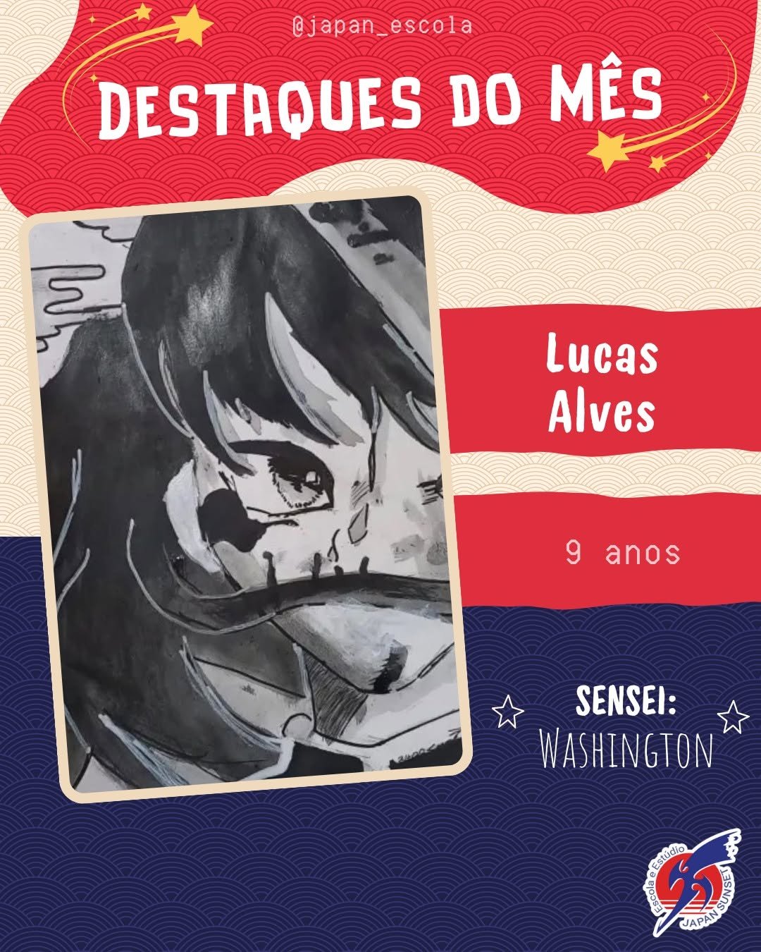 Criança desenhando mangá em aula Kodomo — Escola de Mangá Japan Sunset