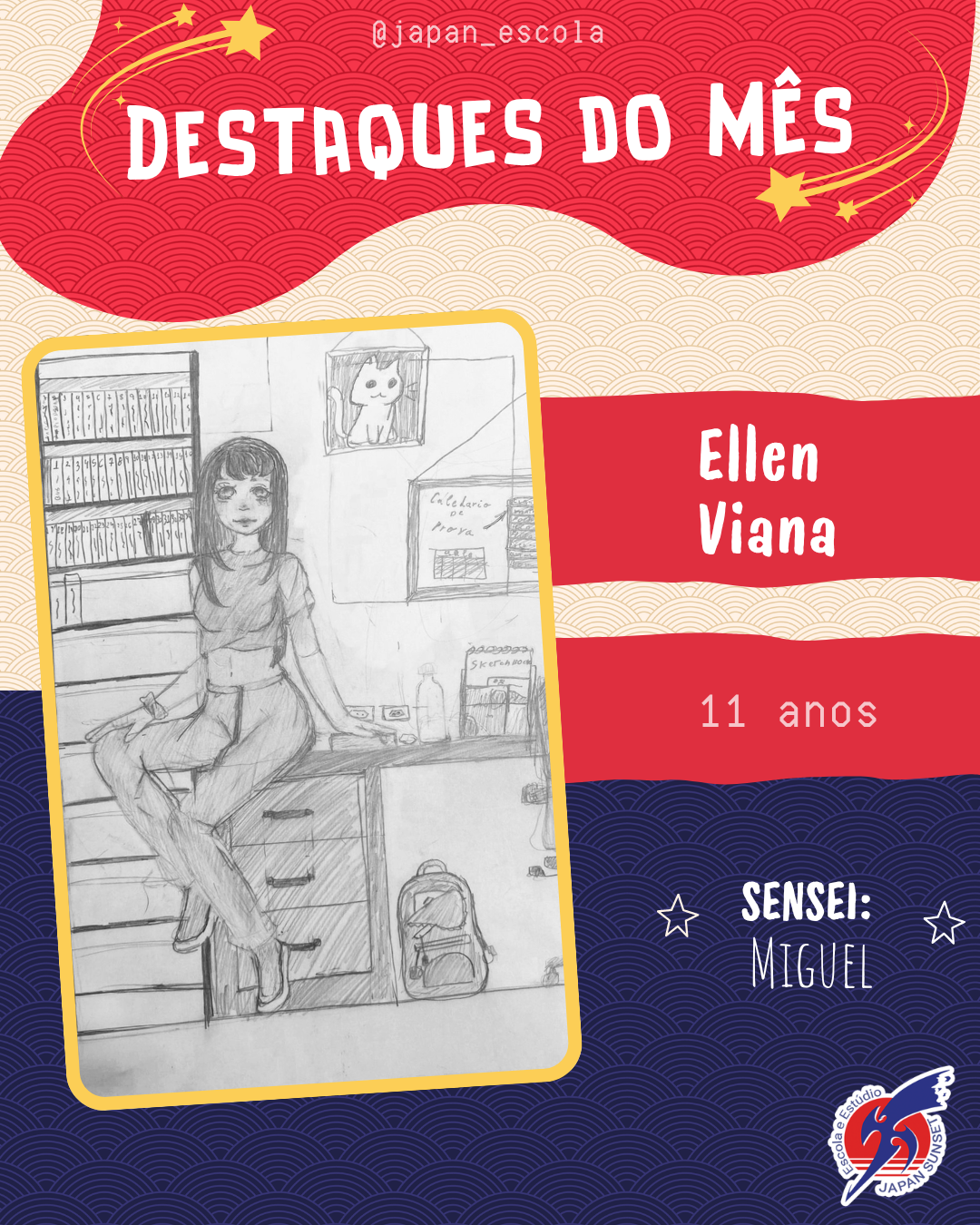 Criança desenhando mangá em aula Kodomo — Escola de Mangá Japan Sunset